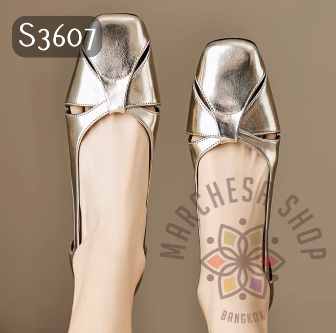 S3607 - 頭層軟羊皮交叉編織方頭高踭鞋