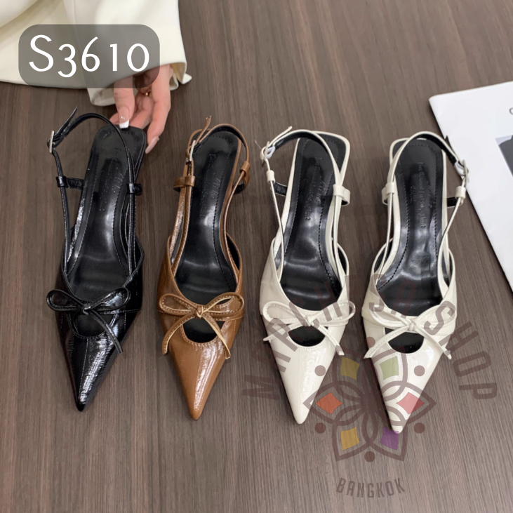 S3610 - 頭層軟牛皮中空蝴蝶結高踭涼鞋