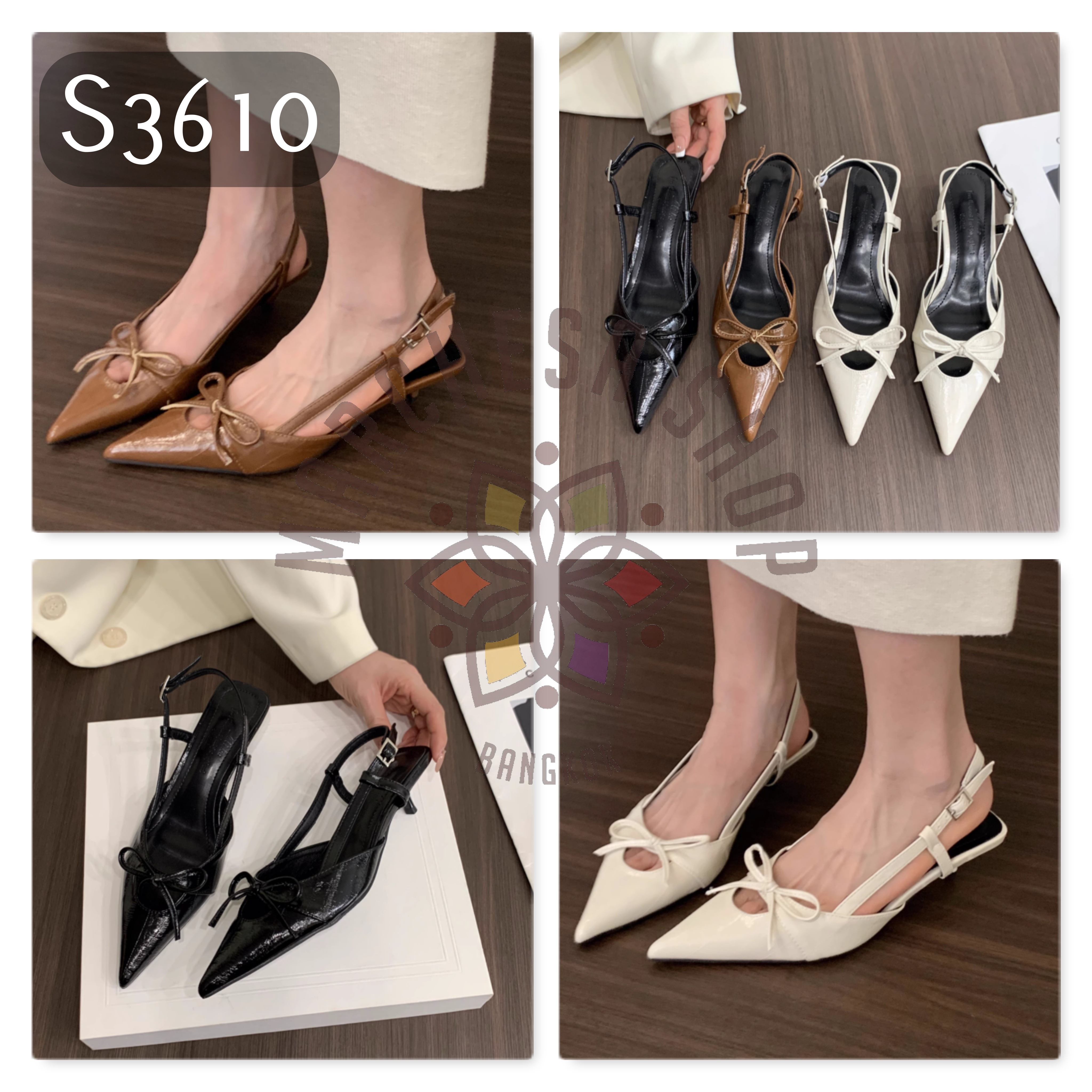 S3610 - 頭層軟牛皮中空蝴蝶結高踭涼鞋