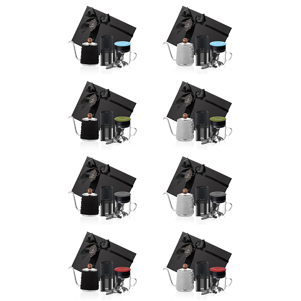 PO: 丹麥電動手沖咖啡三件禮盒組(咖啡壺-共2色/玻璃杯240ml-共4色/電動磨豆機)