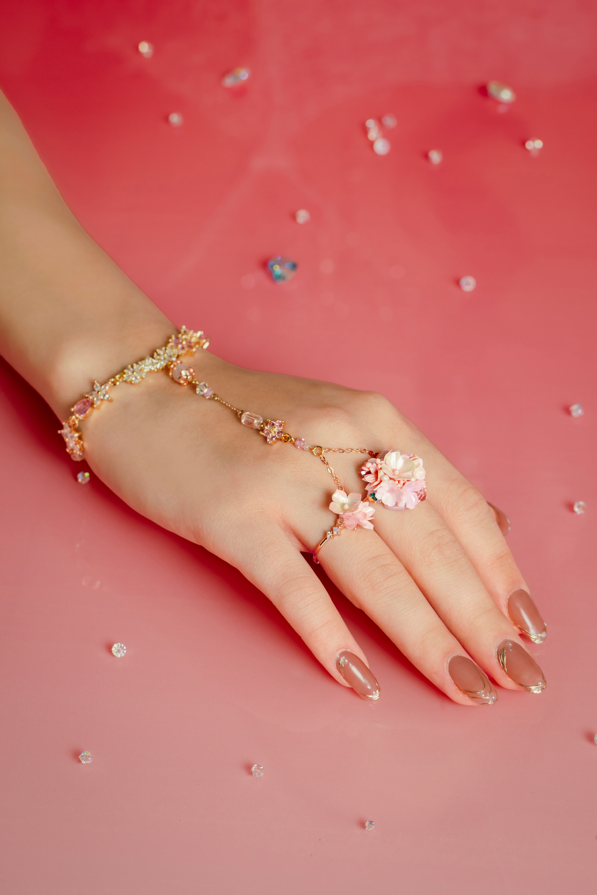 Serenity Cubic Zirconi Finger Ring Bracelet