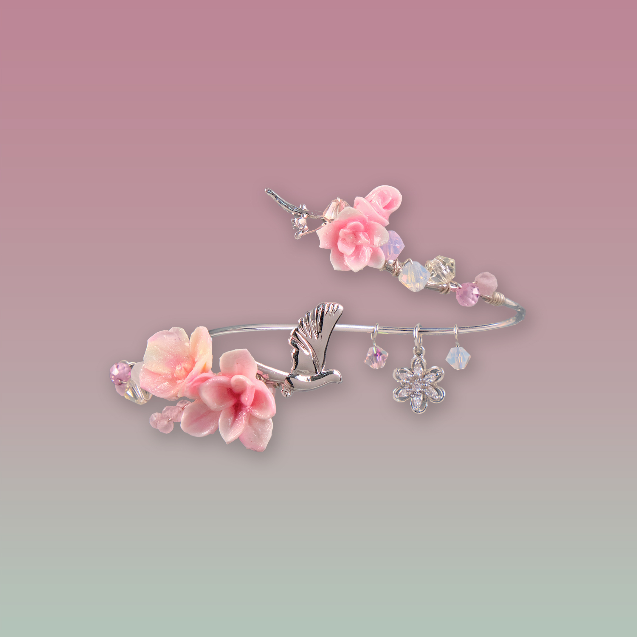 Misty Woodland Hydrangea and Rose Bangle