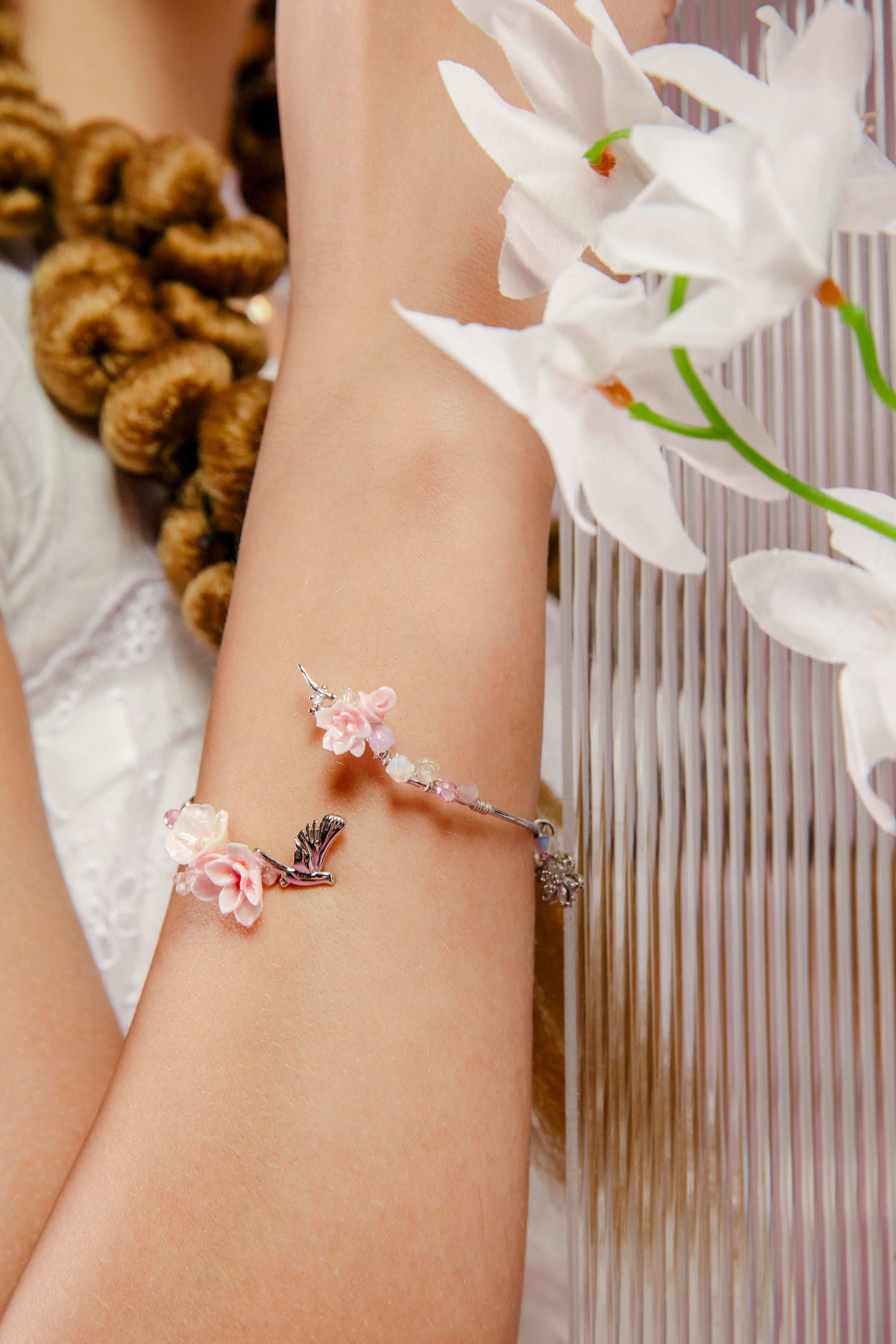 Misty Woodland Hydrangea and Rose Bangle