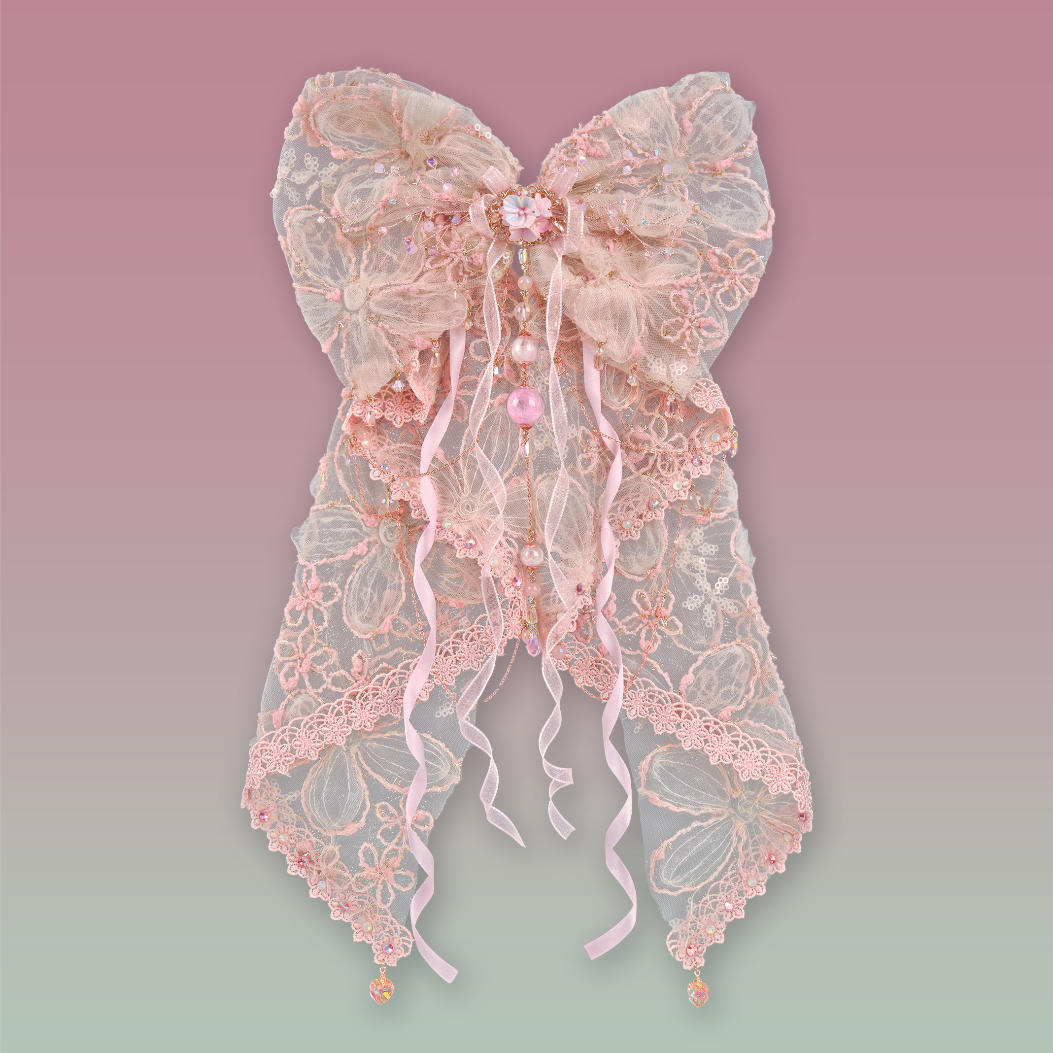 Field of Blooms Winged Sheer Bow Clip