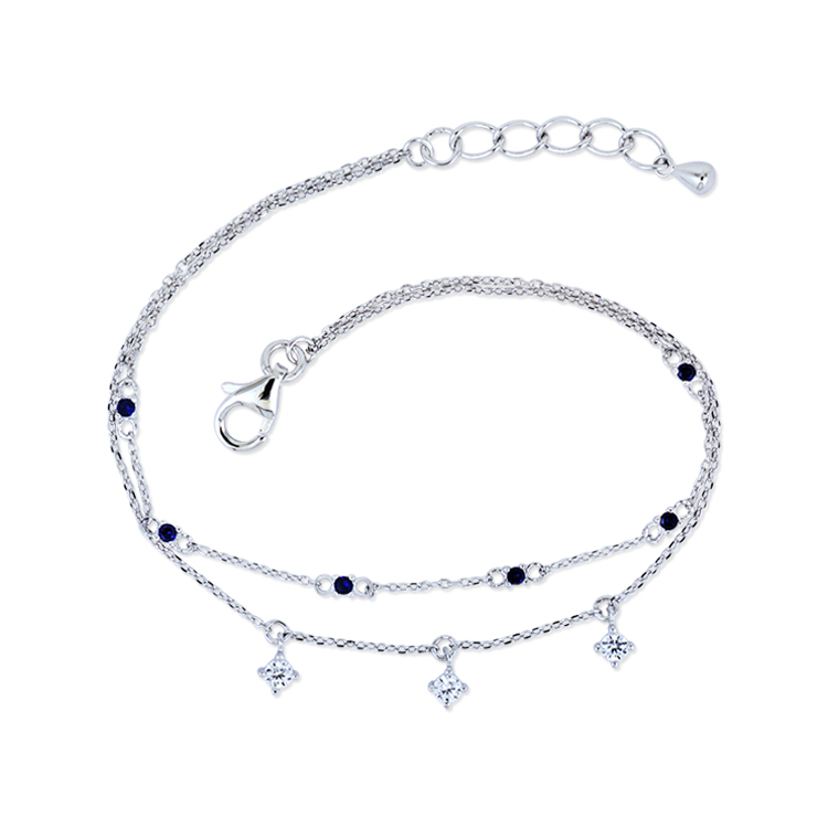 925純銀「嵐」晶鑽手鍊 (16.5公分+2公分延長鍊)-SCL0005