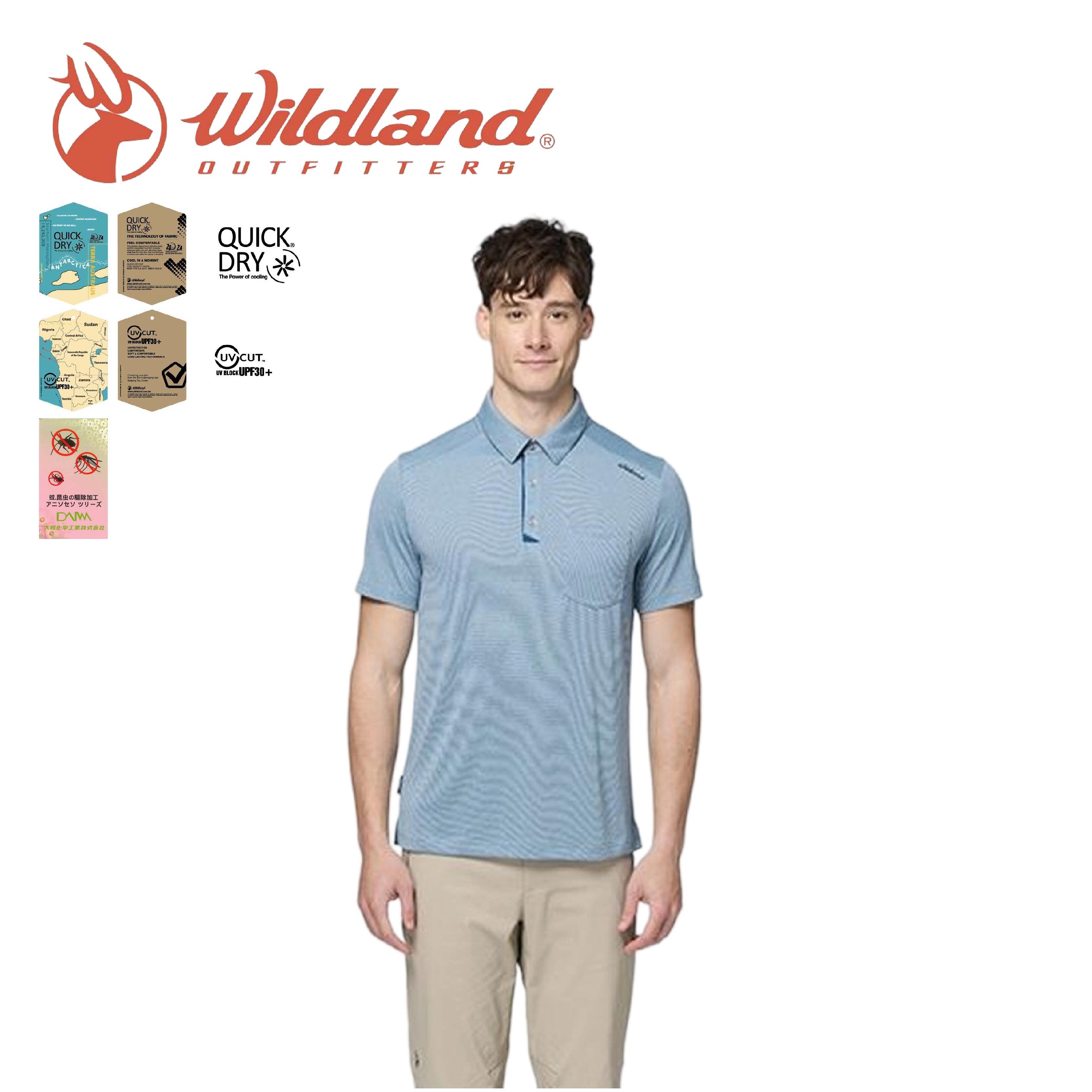 Wildland 荒野 彈性防蚊POLO貼袋吸排機能衣 男款 (暮霧藍色) 10WB31608