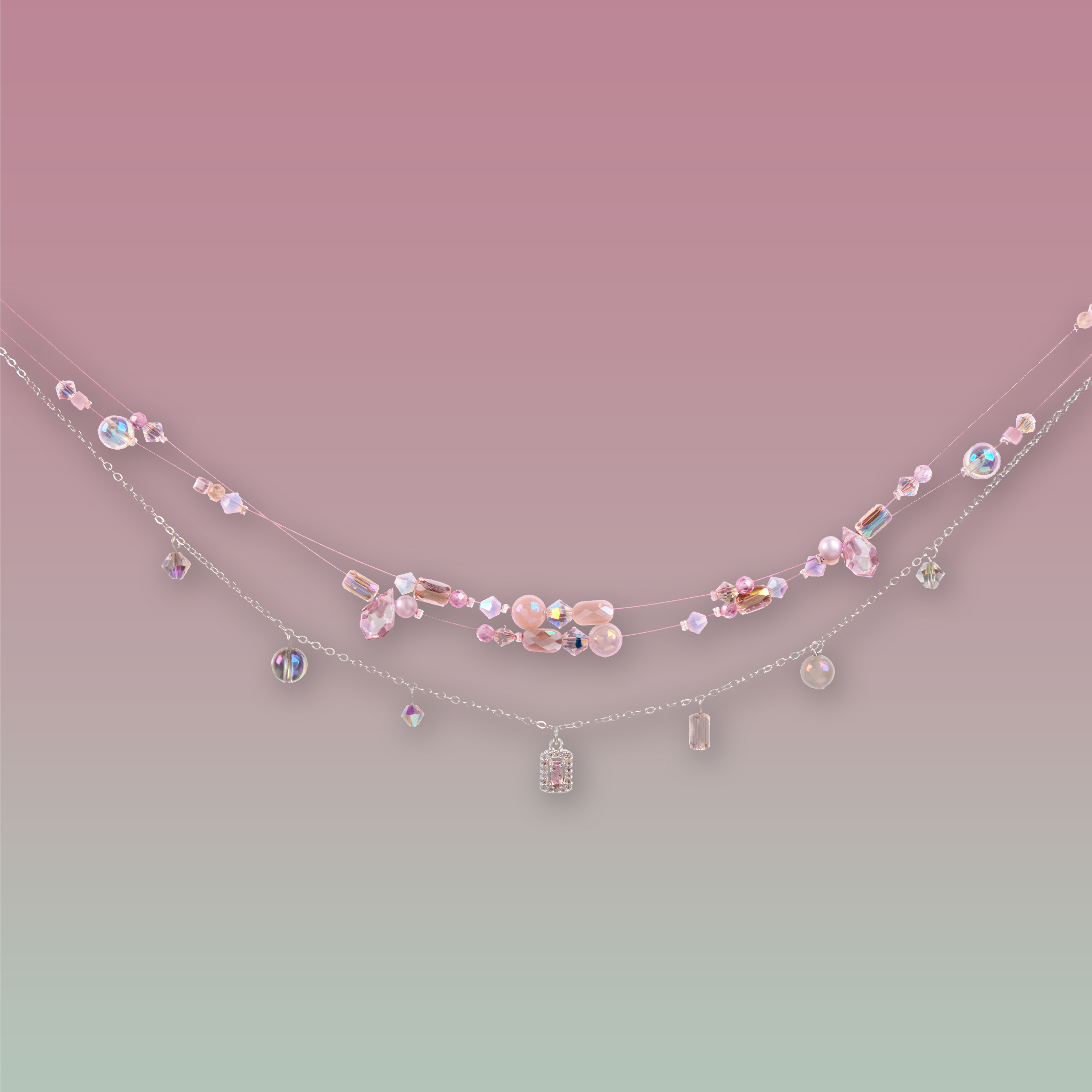 Floral Whispers Pink Crystal Choker