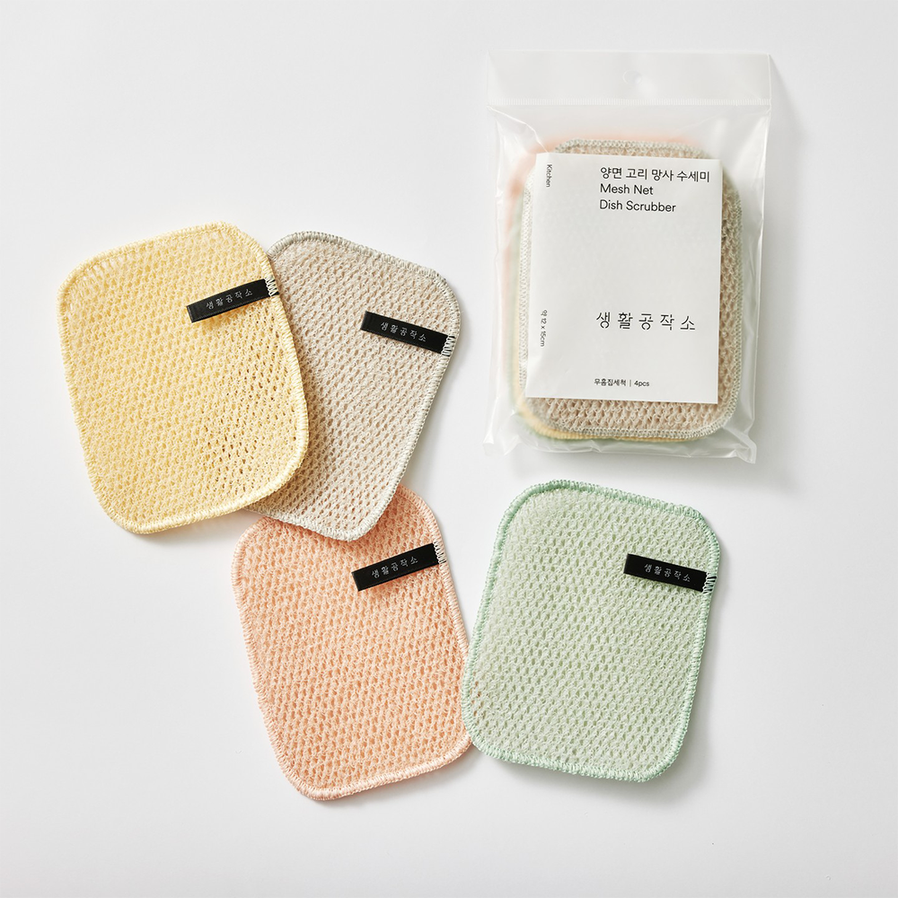 韓國 SAENGONG 生活工作所 雙面網格洗碗刷 4入/包