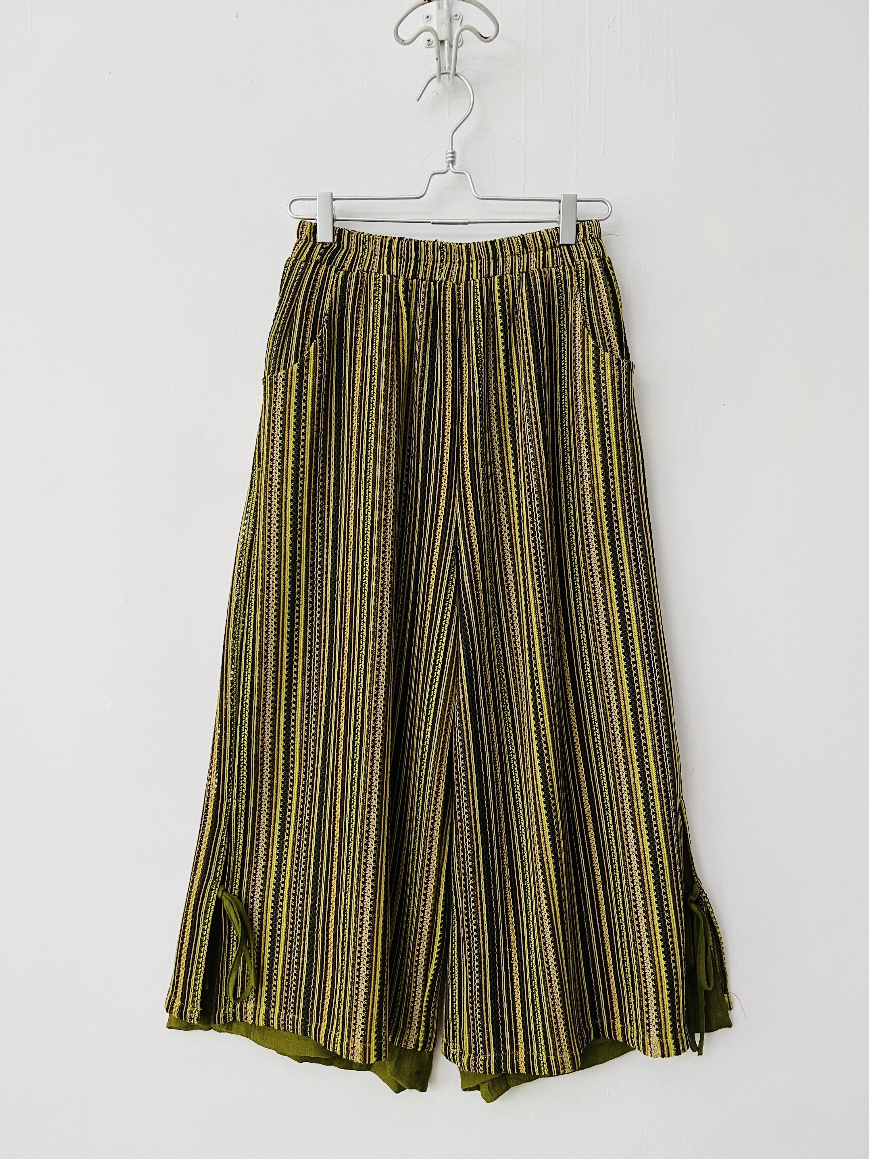 綠色針織通花闊褲