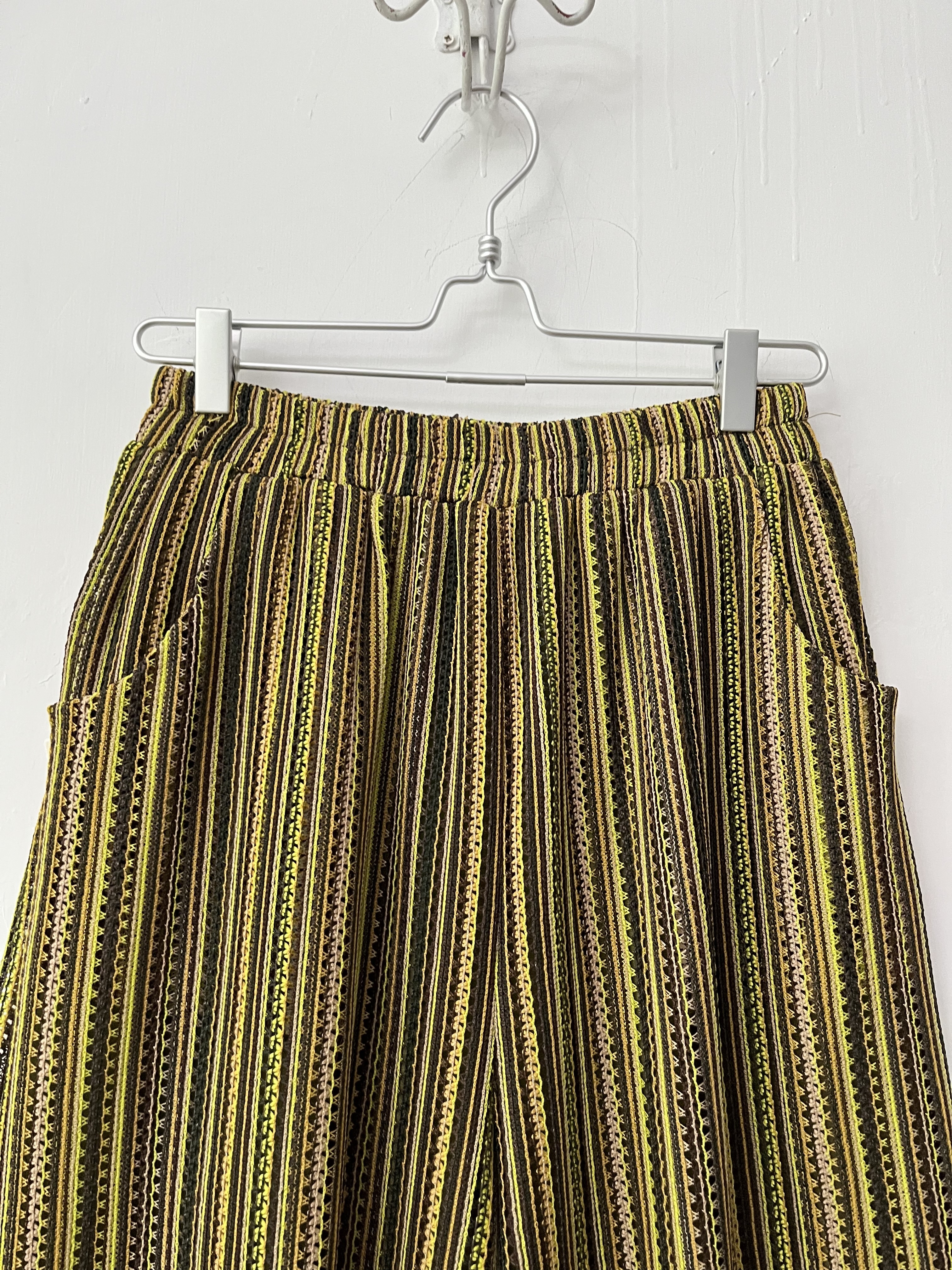 綠色針織通花闊褲