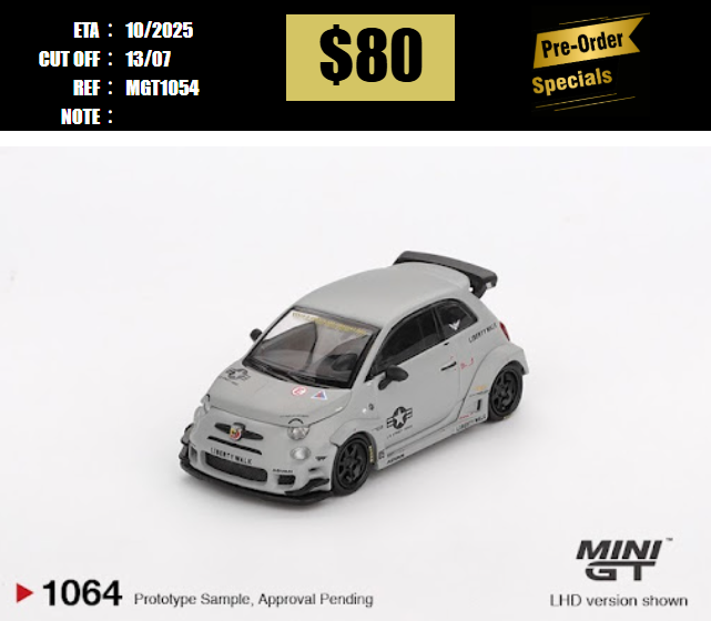 PO-$80 * MINI GT * 1:64 1064 Abarth 595 LB-WORKS x Abas Works Fighters RHD [OD30/06]