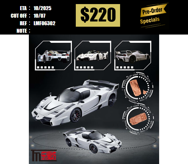 PO-$220 * LMF * 1:64 FERRARI ENZO MODIFIED WHITE W/FIGURE [OD30/06]