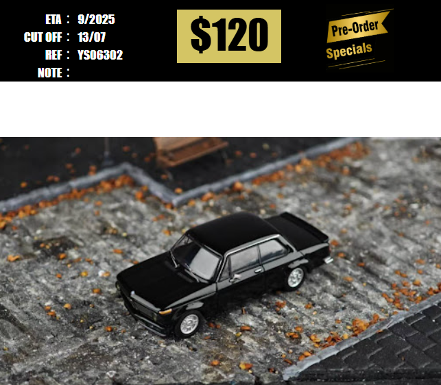 PO-$120 * YS MDEL * 1:64 BMW 2002 TURBO BLACK [OD30/06]