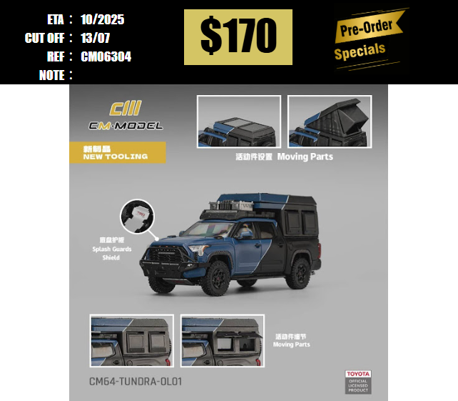 PO-$170 * CM MODEL * 1:64 TOYOTA TUNDRA MK3 XK70 OVERLOAD BLUE [OD30/06]