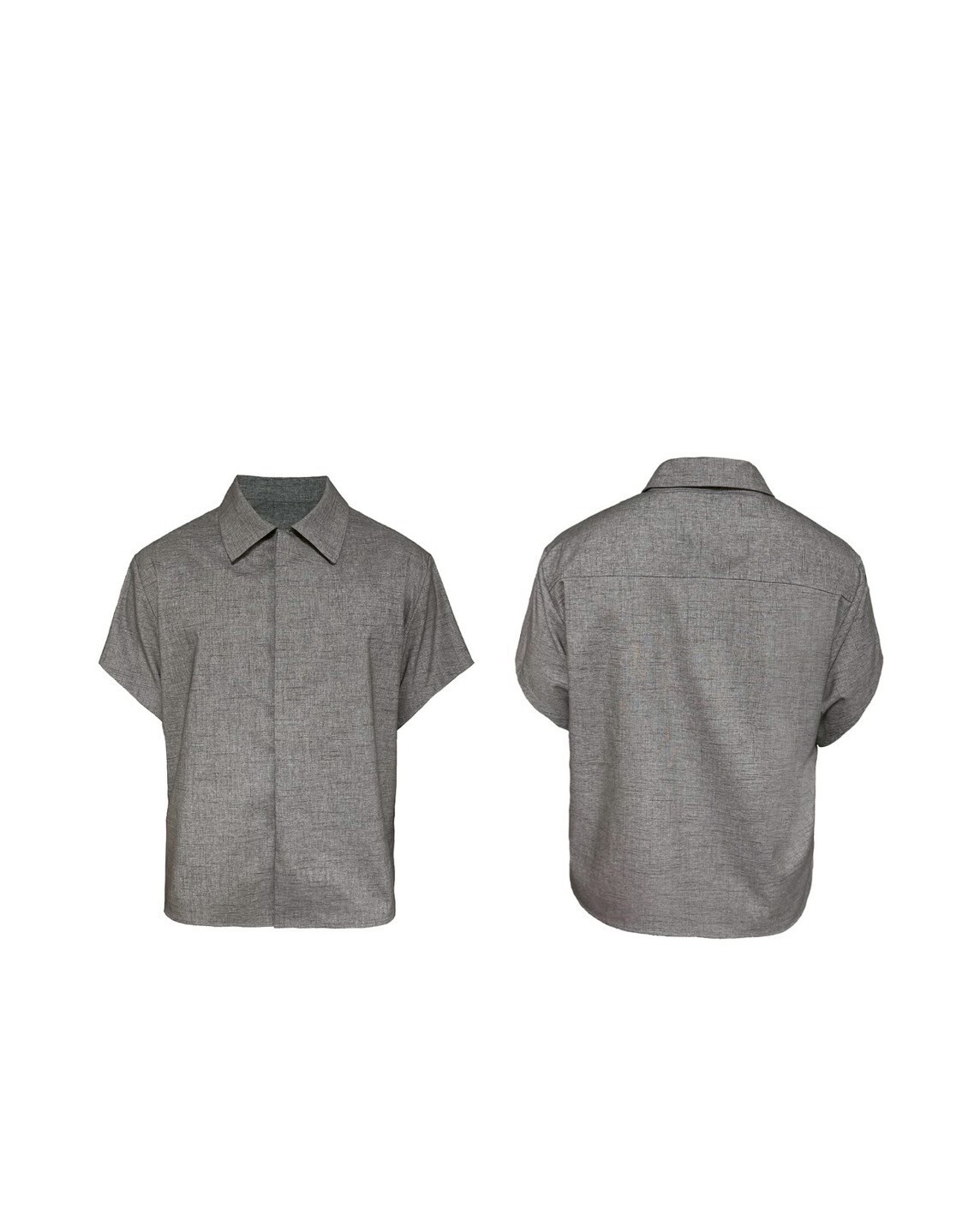 JCA 花苞領口 棉麻 肌理紋 內收鈕釦設計 短袖 #襯衫