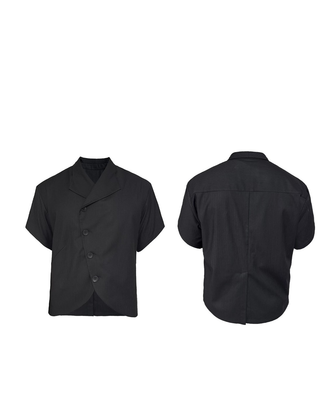 JCA 設計感 斜飛袖口 前彎弧開衩 短袖 #襯衫