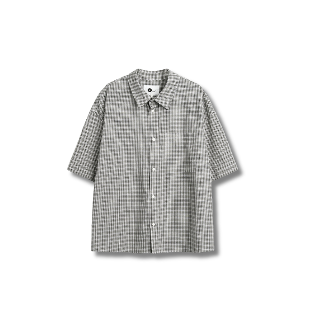 D.CLOSET 復古灰綠 格紋襯衫 ST07