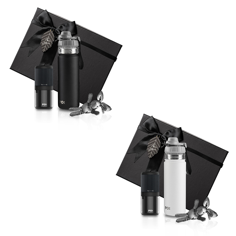 PO: 丹麥電動手沖咖啡二件禮盒組(電動磨豆機/醇泡保溫杯-共2色)