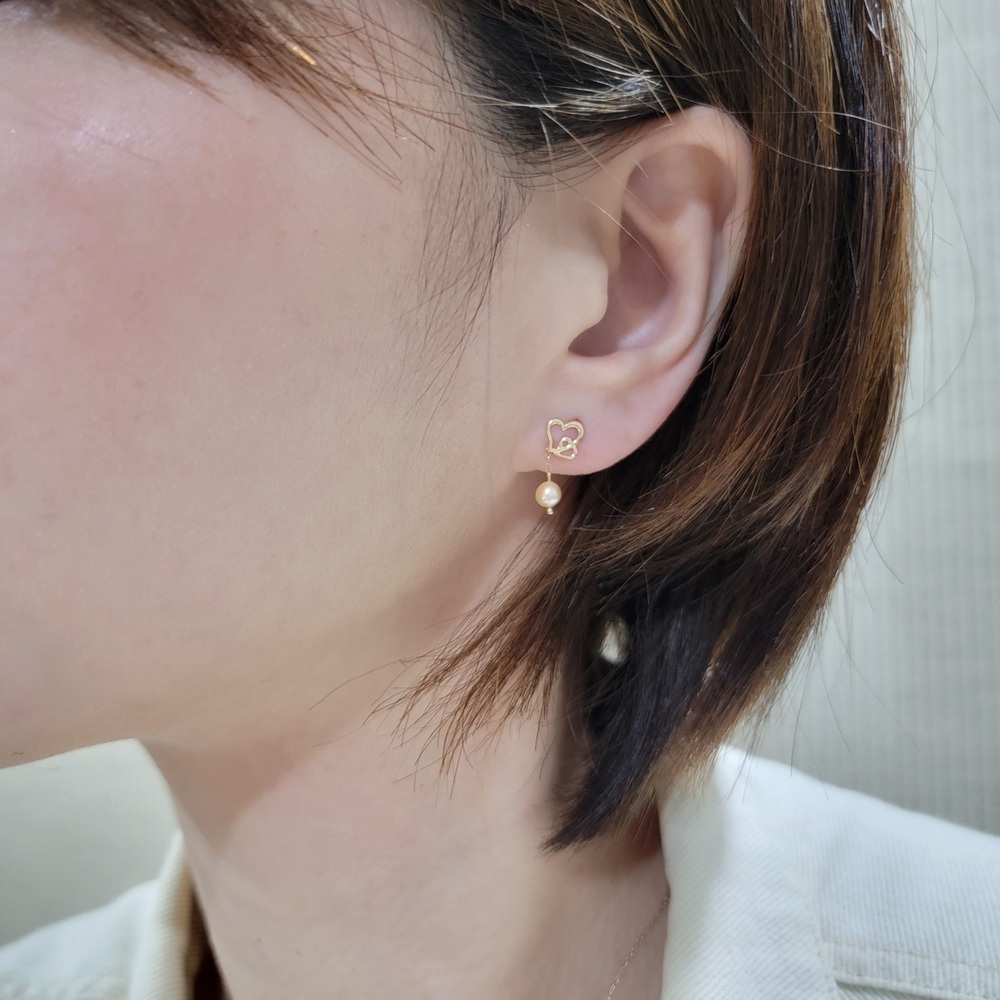 【me.luxe】K10心心相印珍珠耳環
