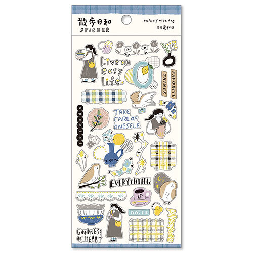 日本 MIND WAVE 透明燙金貼紙 散步日和
