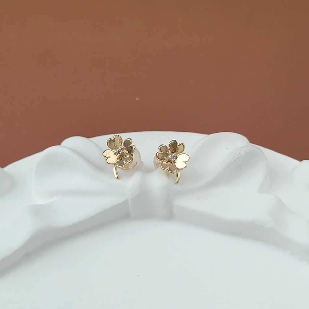 【me.luxe】K10幸運草2分鑽耳環