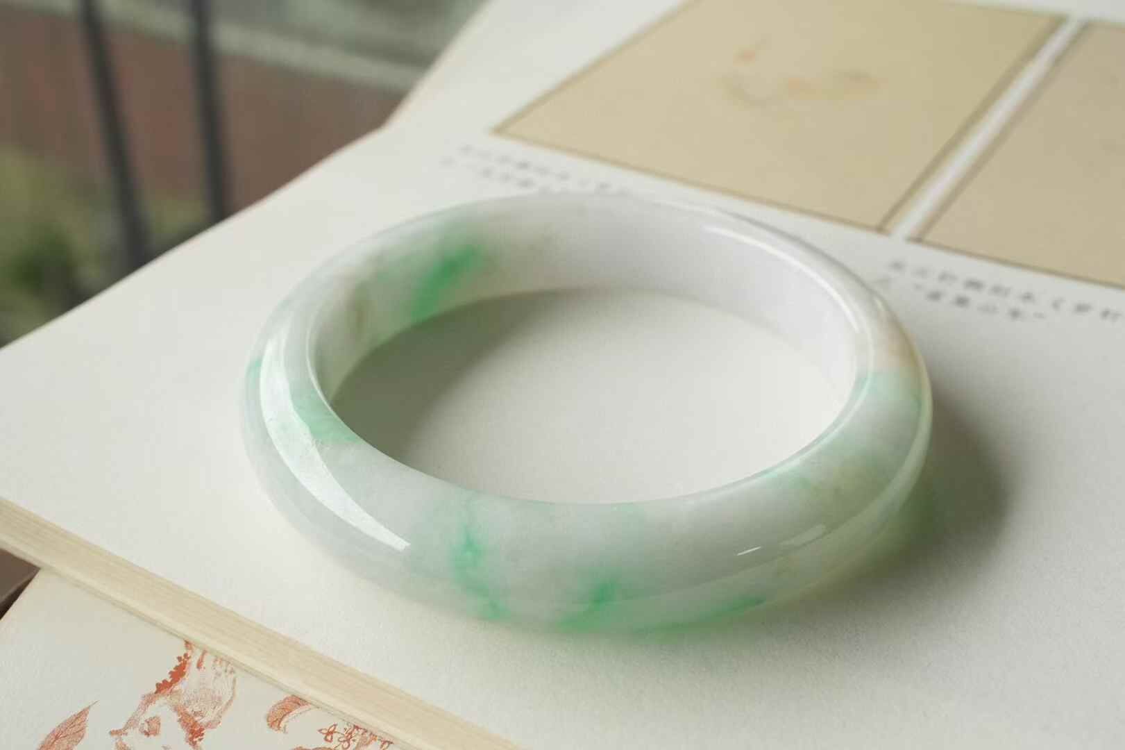 618856 58.5mm冰飄陽綠翡翠正圈手鐲 (58-60)