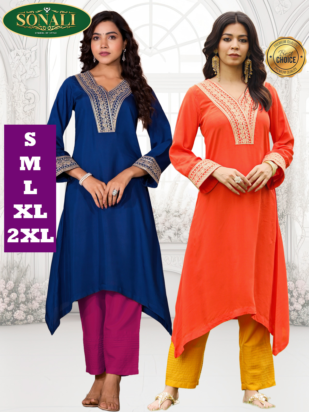 Sonali's Super Premier Quality Women's Viscose Kurta & Pant Set With Sequins