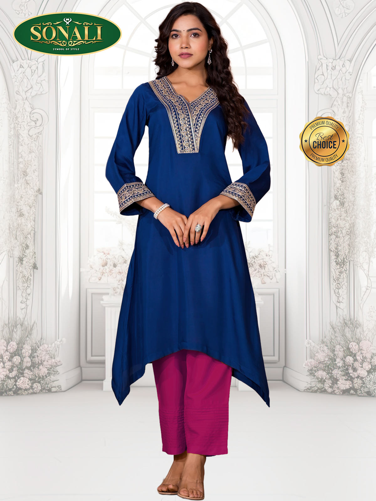 Sonali's Super Premier Quality Women's Viscose Kurta & Pant Set With Sequins