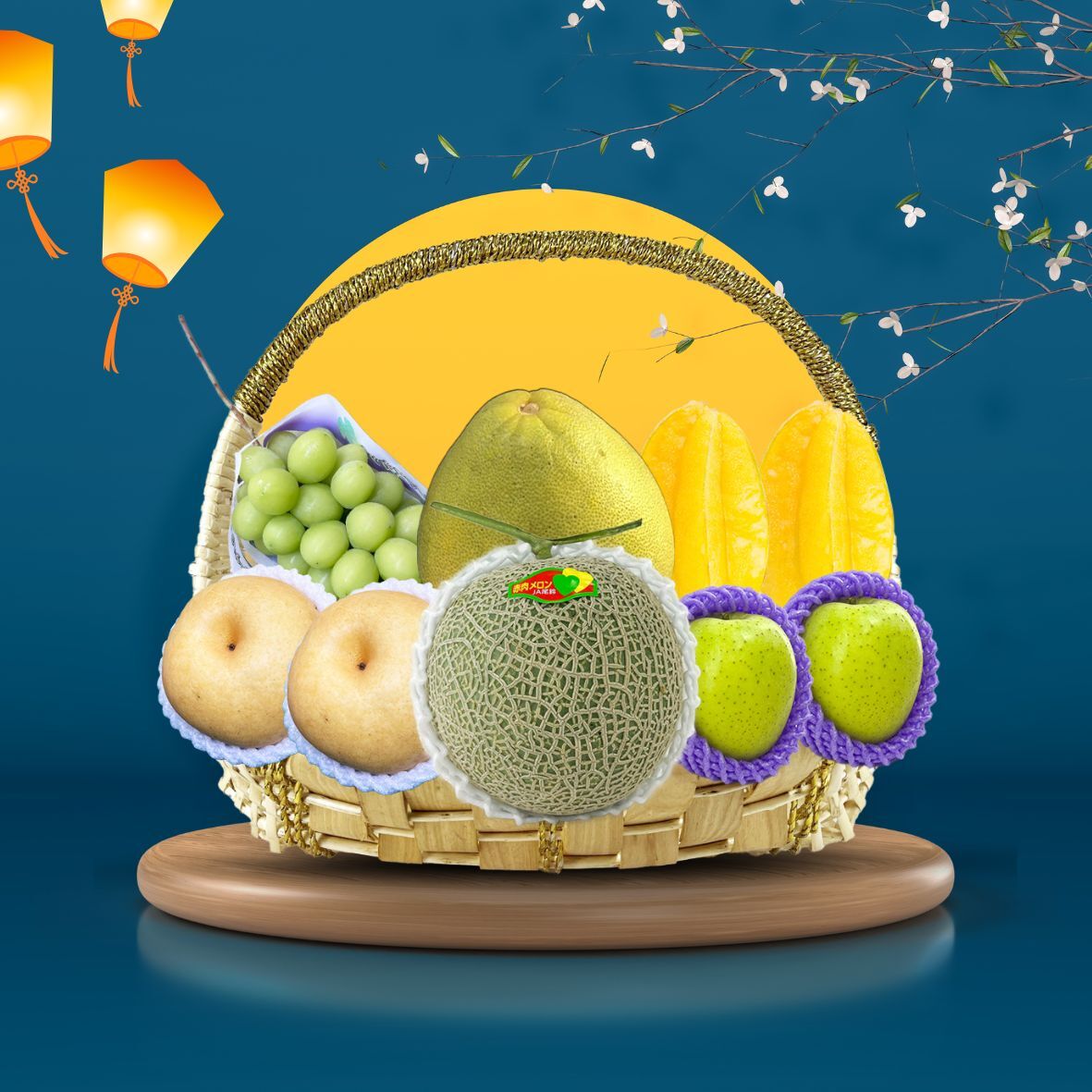 中秋幸運星果籃-M615-02