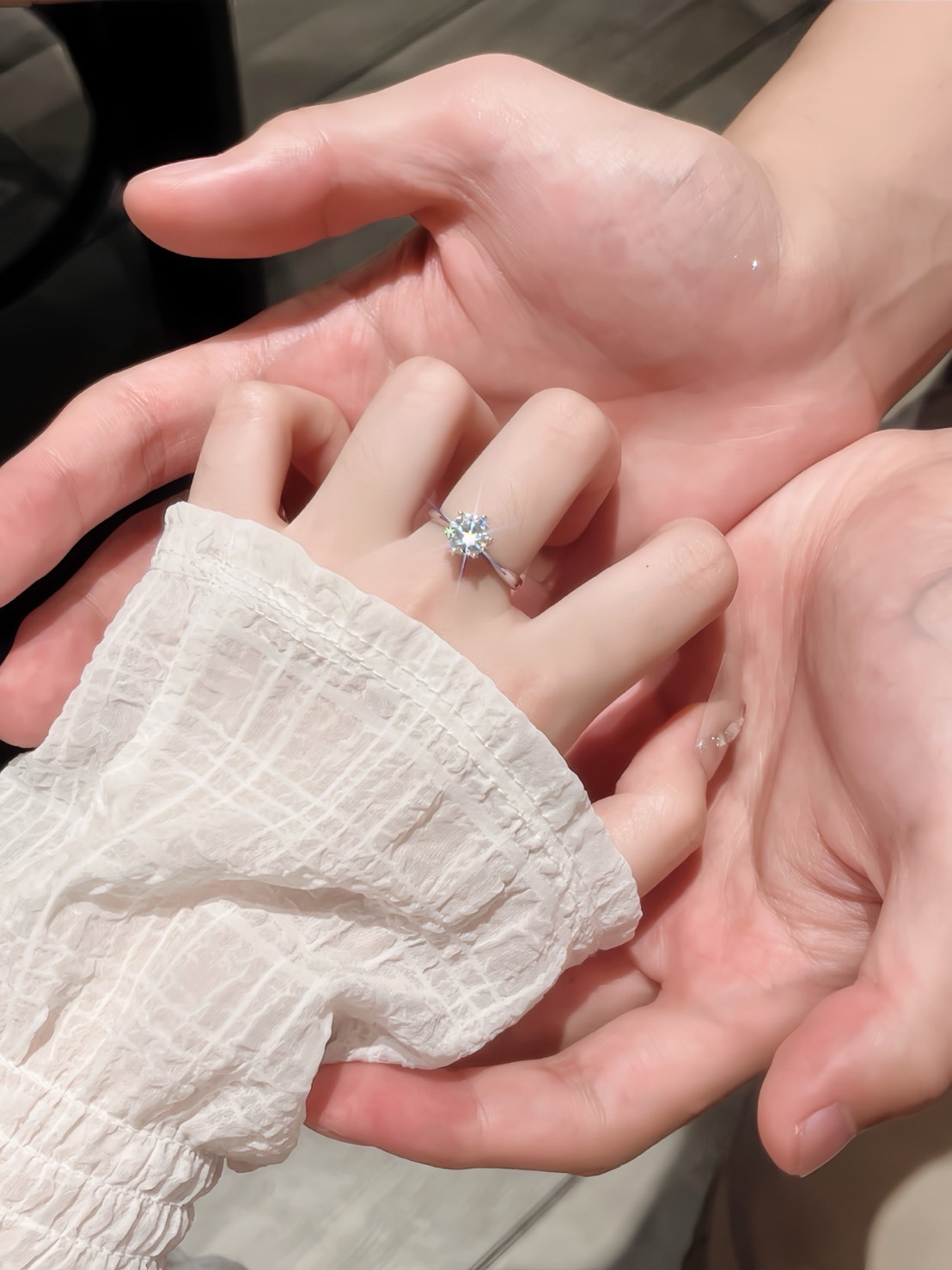 老鳳祥 莫桑鑽石對戒 開口可調節