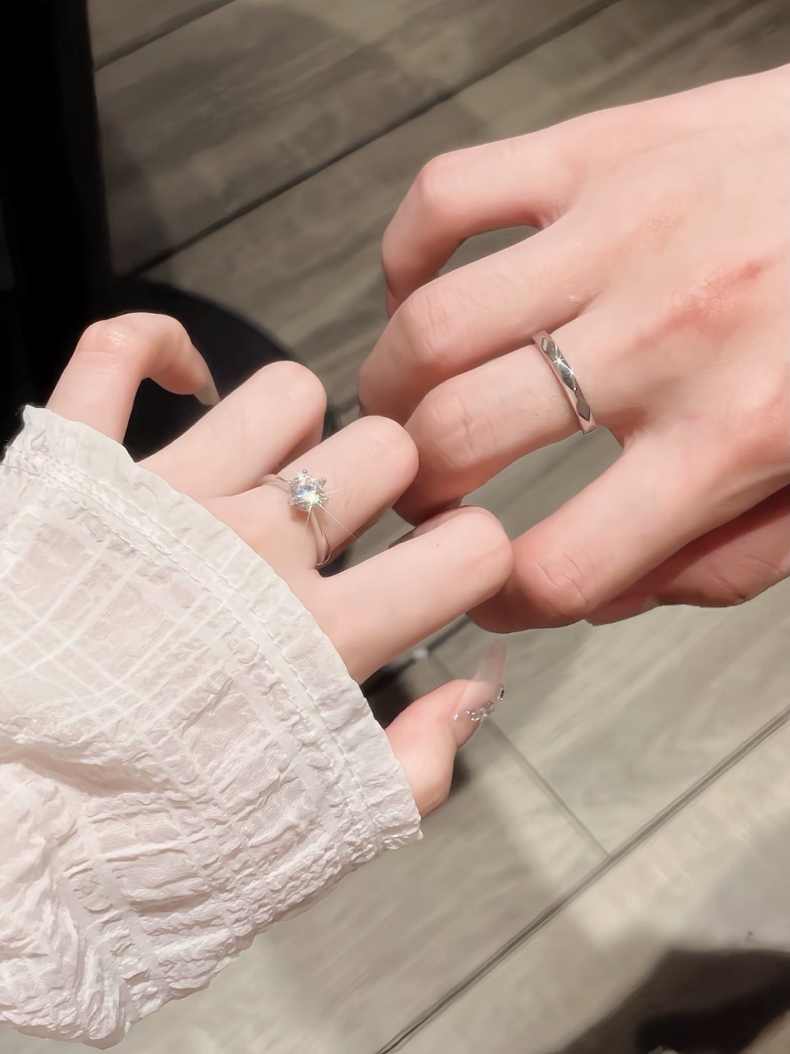 老鳳祥 莫桑鑽石對戒 開口可調節