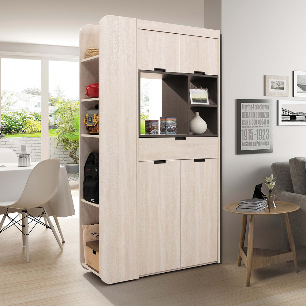 卡洛琳3.7尺白梧桐色玄關鞋櫃組合(四門單抽開放式收納置物鞋櫃+開放式置物櫃)