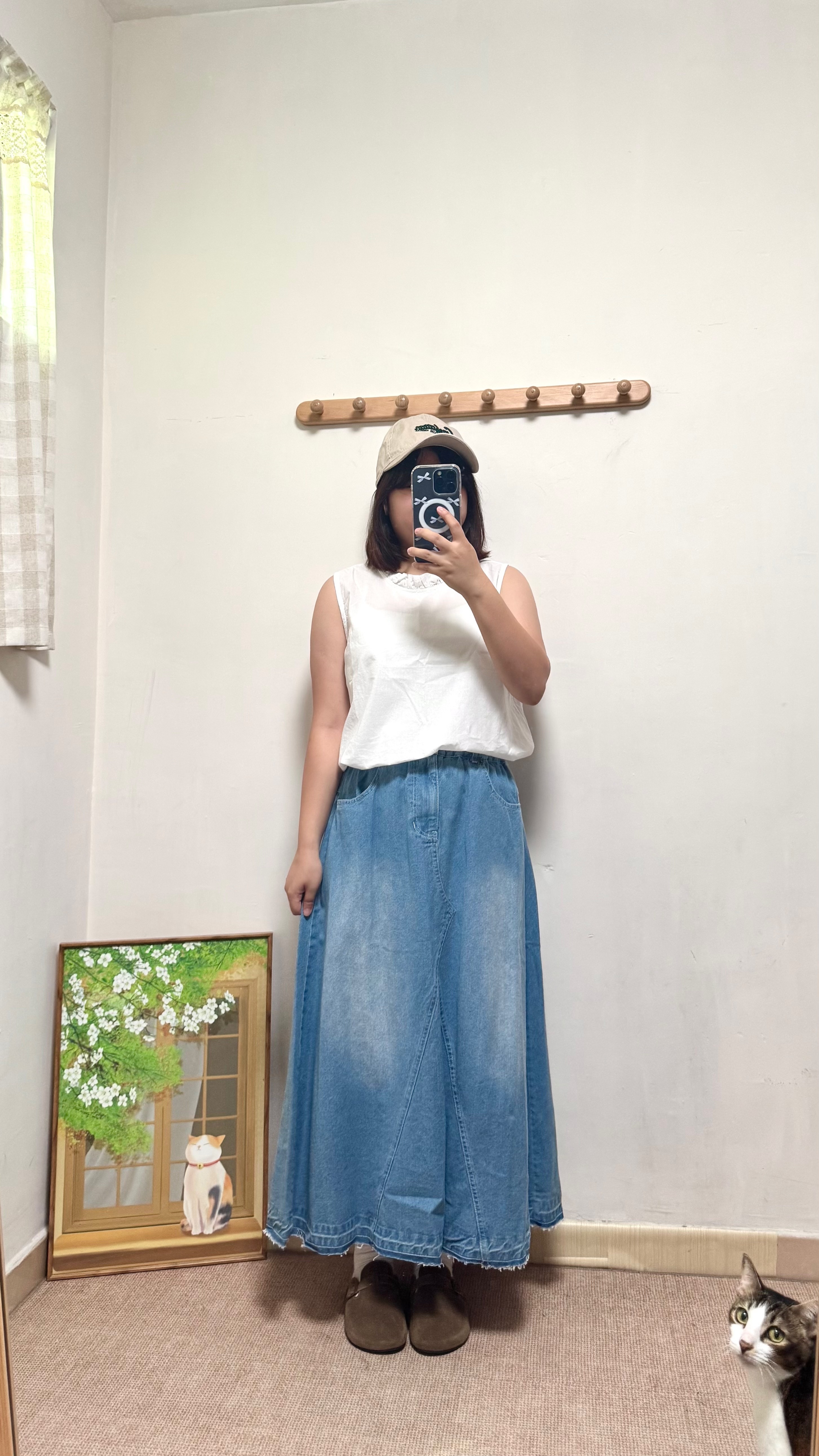 淺色刷色全橡筋牛仔裙