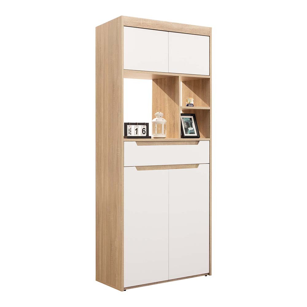 卡洛琳2.7尺梧桐色四門單抽開放式玄關鞋櫃/收納櫃/隔間置物櫃/書櫃/展示櫃