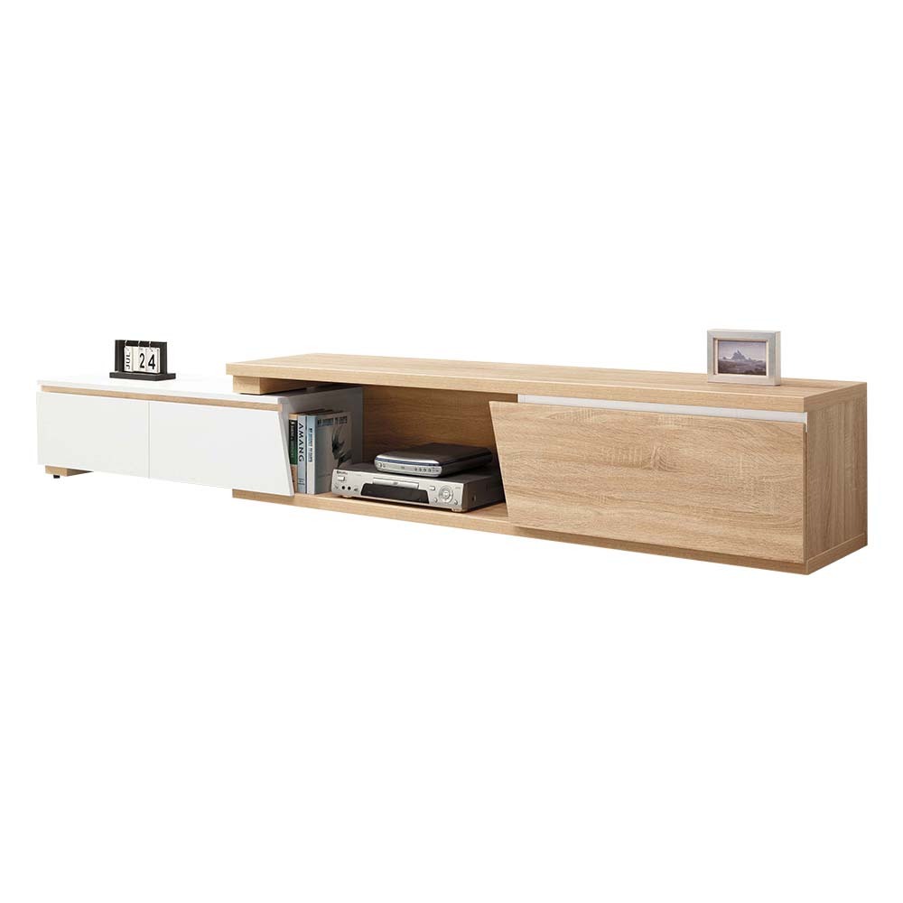 歐格6尺三抽伸縮電視櫃/長櫃/視聽櫃(梧桐色-寬180~250公分)