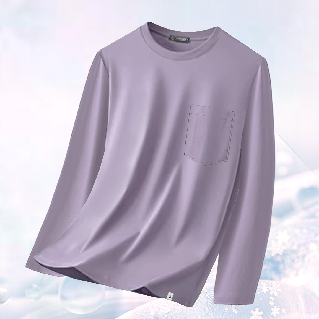 Sorona冰感認證-透沁涼感口袋長袖素T-薰衣紫
