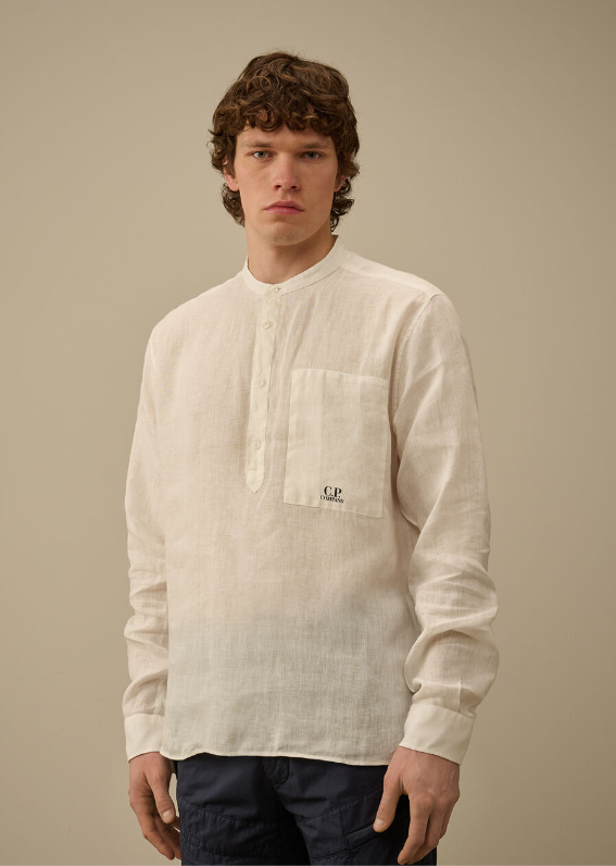 C.P. Company  Linen stand collar shirt   JUN25