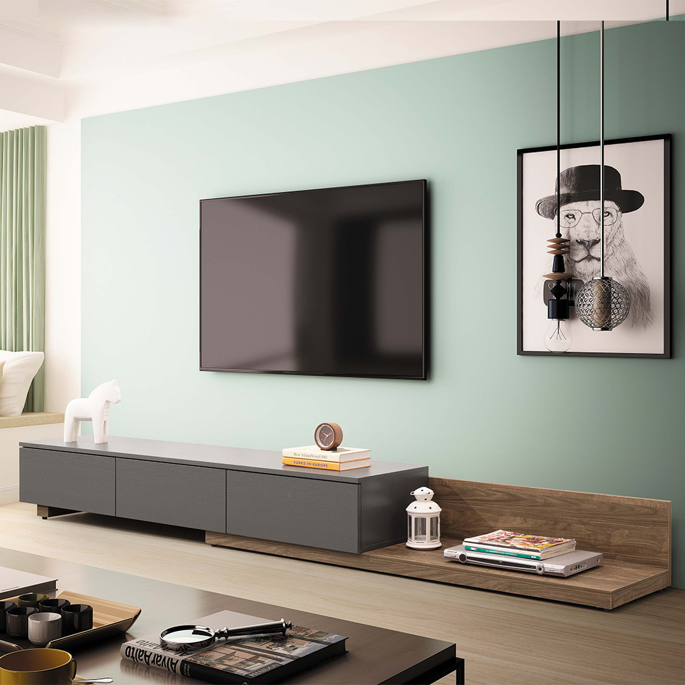 薩登6尺三抽伸縮電視櫃/長櫃/視聽櫃(灰色-寬180~300公分)