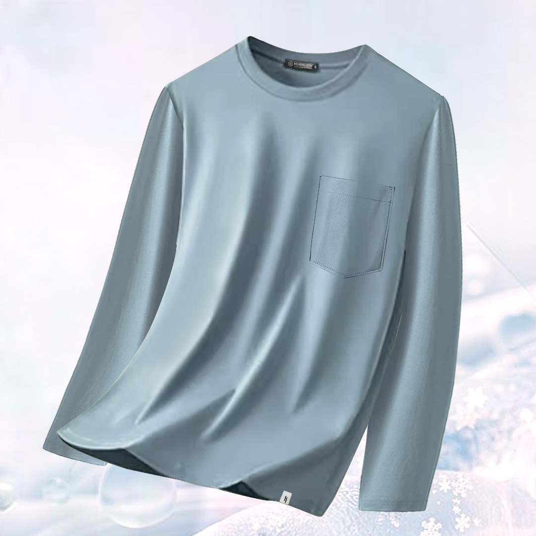 Sorona冰感認證-透沁涼感口袋長袖素T-莫迪藍