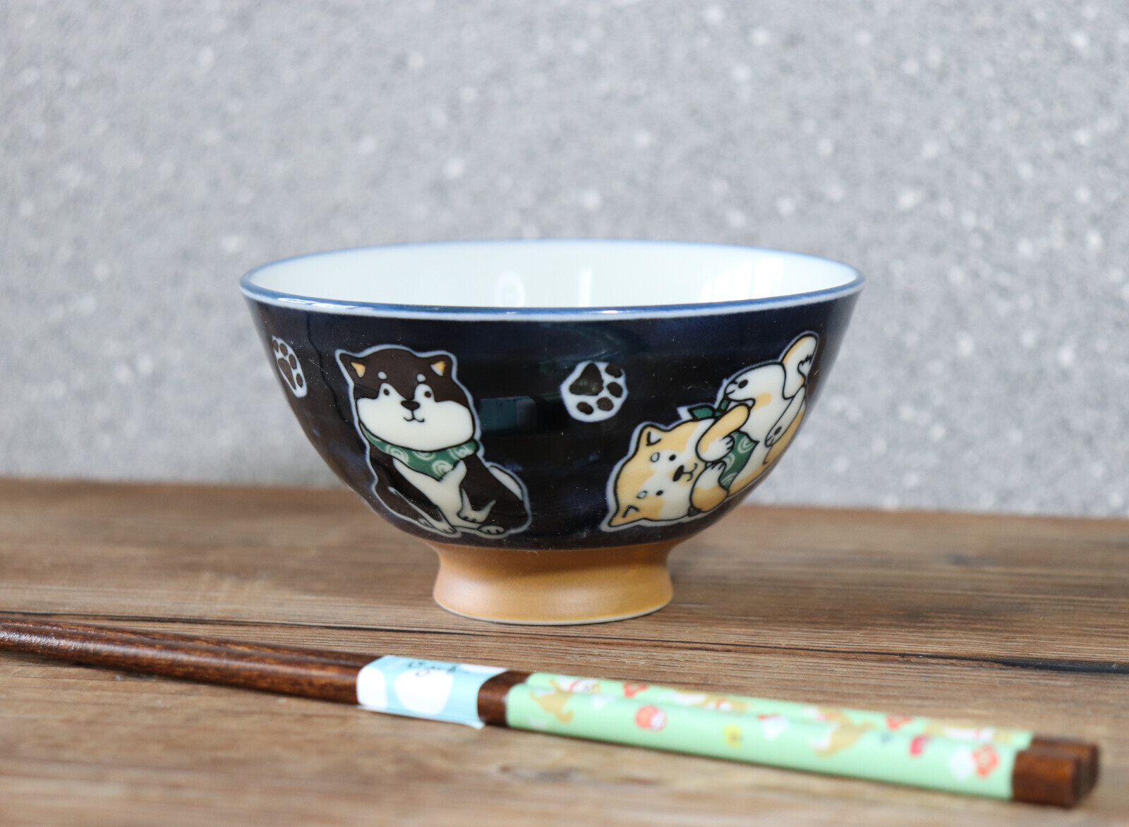 日本美濃燒豆柴瓦碗(藍)14CM (日本製)