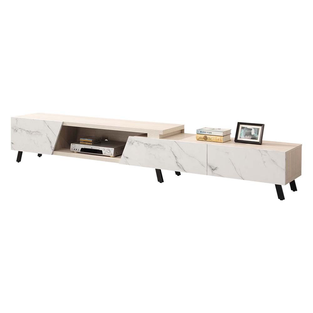 伊莎5.9尺三抽伸縮仿石紋電視櫃/長櫃/視聽櫃(寬178~245公分)