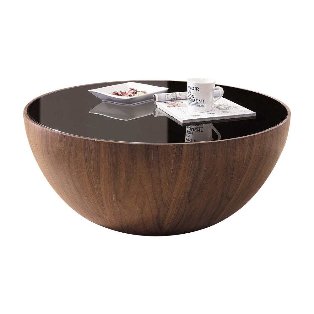 皮爾斯2.6尺圓形黑色玻璃大茶几/設計款造型大茶几