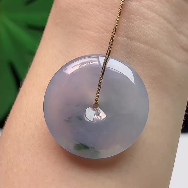 翡翠淡紫平安扣 (29.4mm直徑),天然翡翠A玉, 緬甸玉, Jade, Jadeite