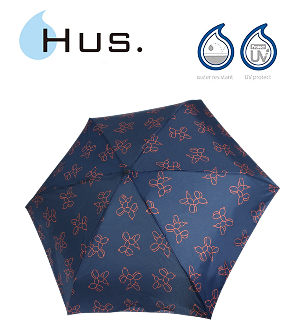 HUS紅氣球狗抗UV手開迷你口袋傘