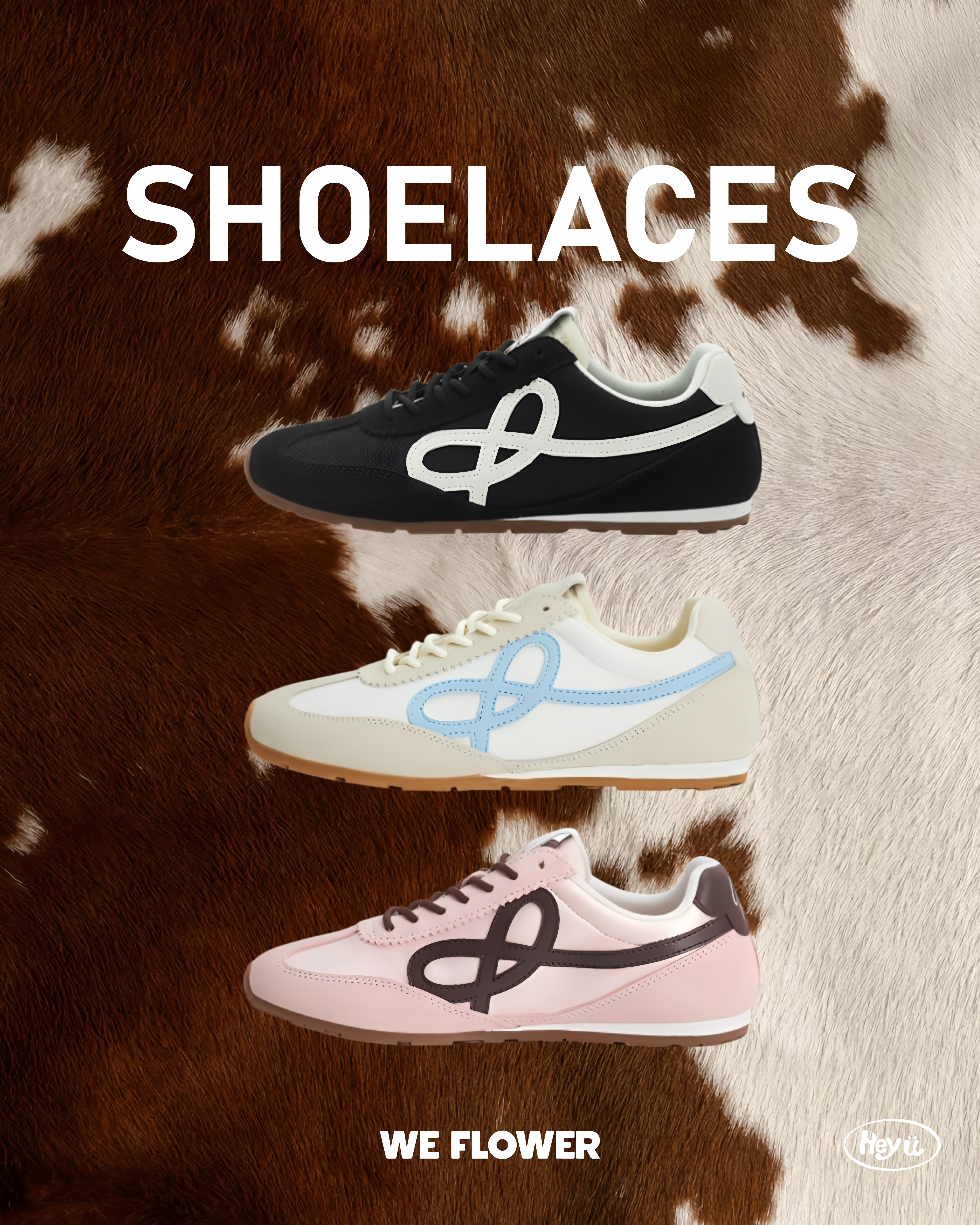 WE FLOWER SHOELACES 雙鞋帶設計小花鞋(黑/藍/粉)