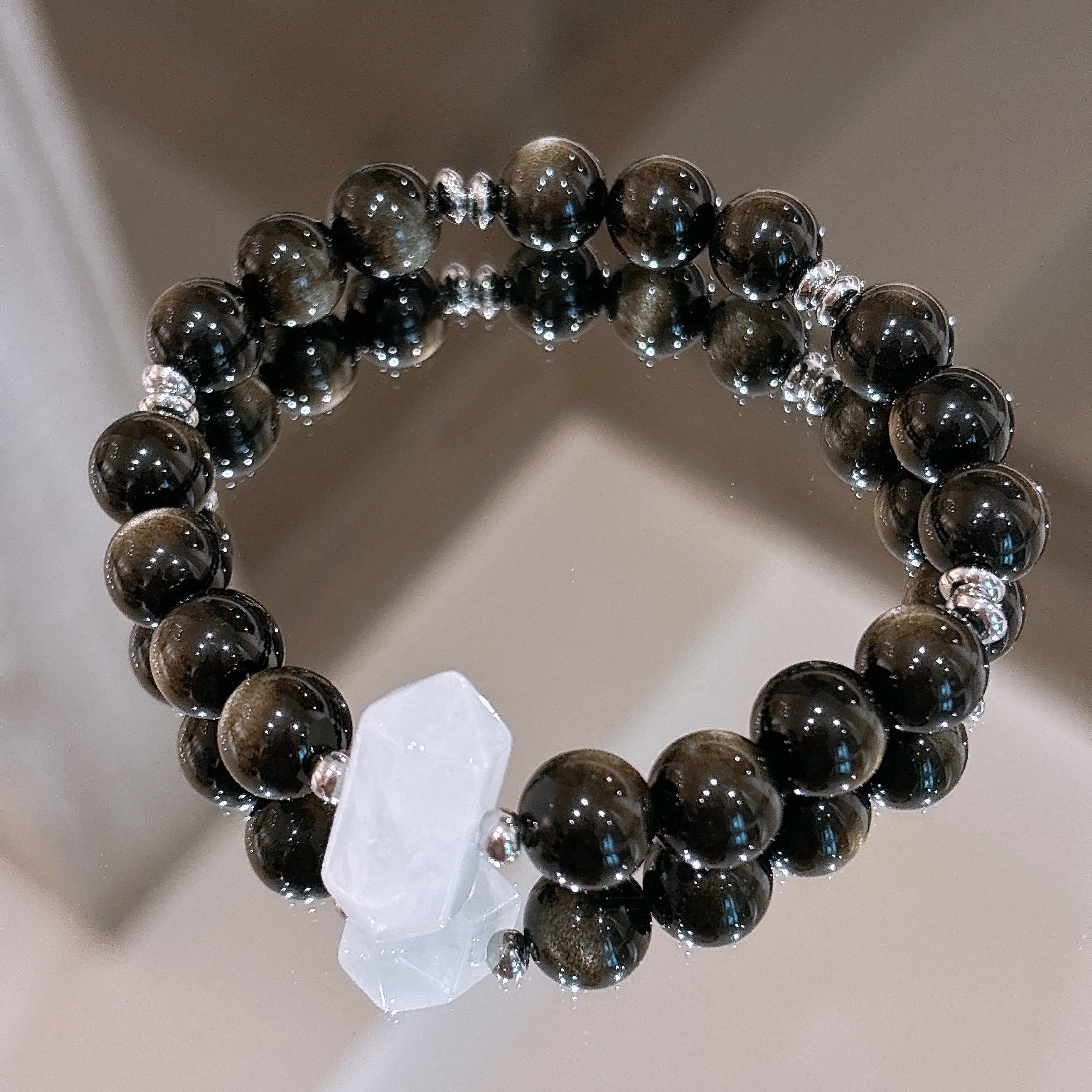 招財避邪防小人 | 金字塔 | 雙尖白水晶《彈力繩款》