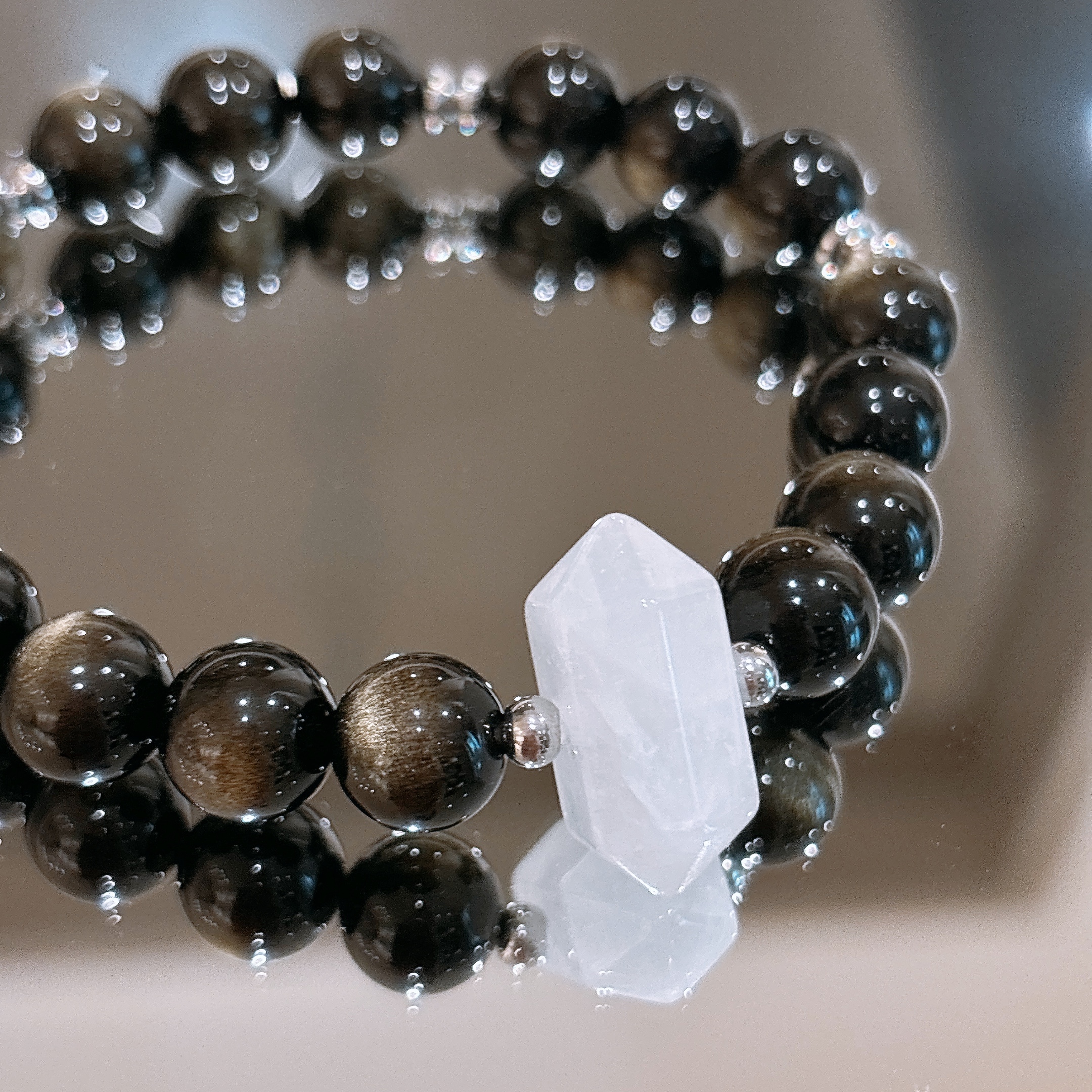 招財避邪防小人 | 金字塔 | 雙尖白水晶《彈力繩款》