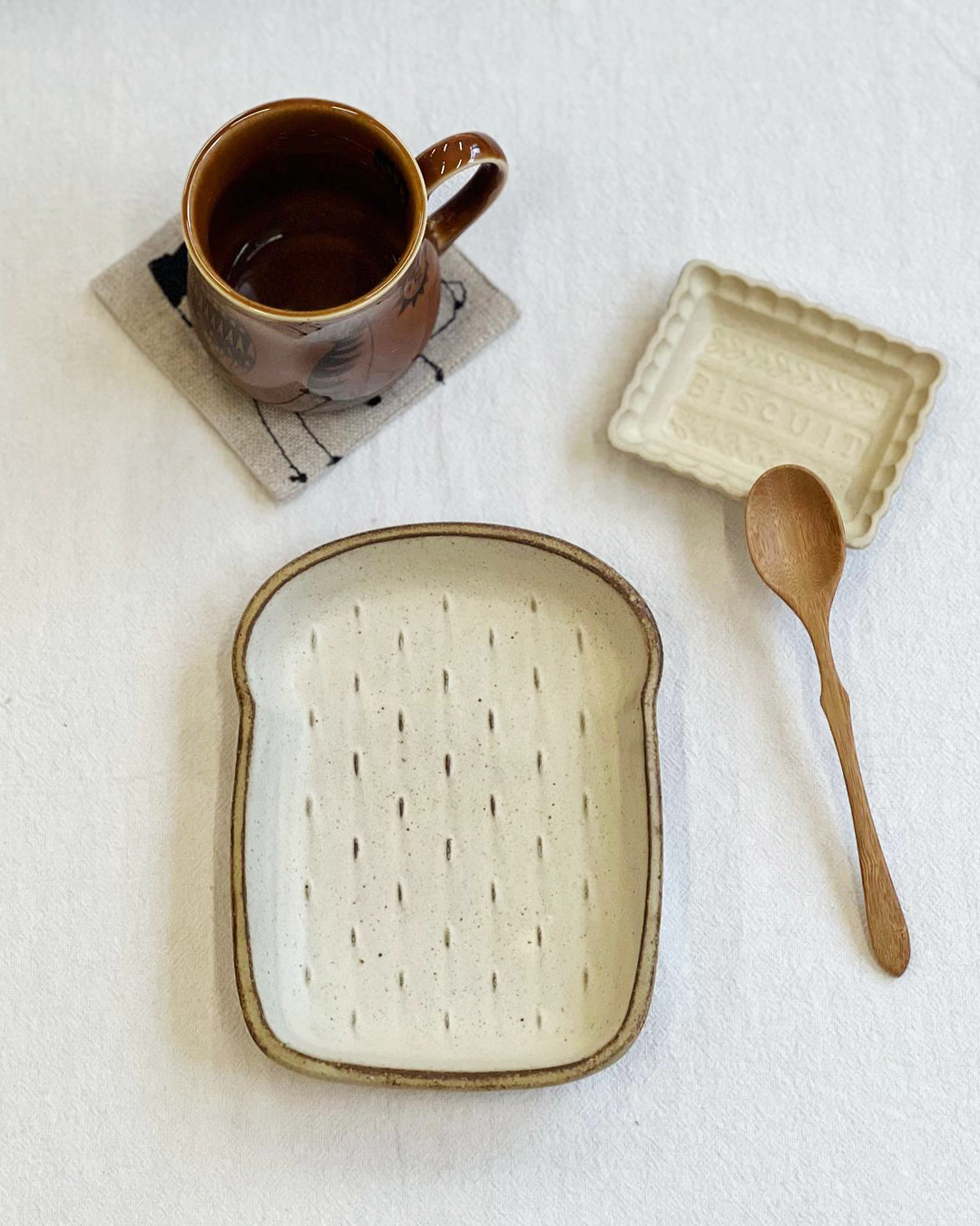 老白系列 麵包造型餐碟 M｜益子燒