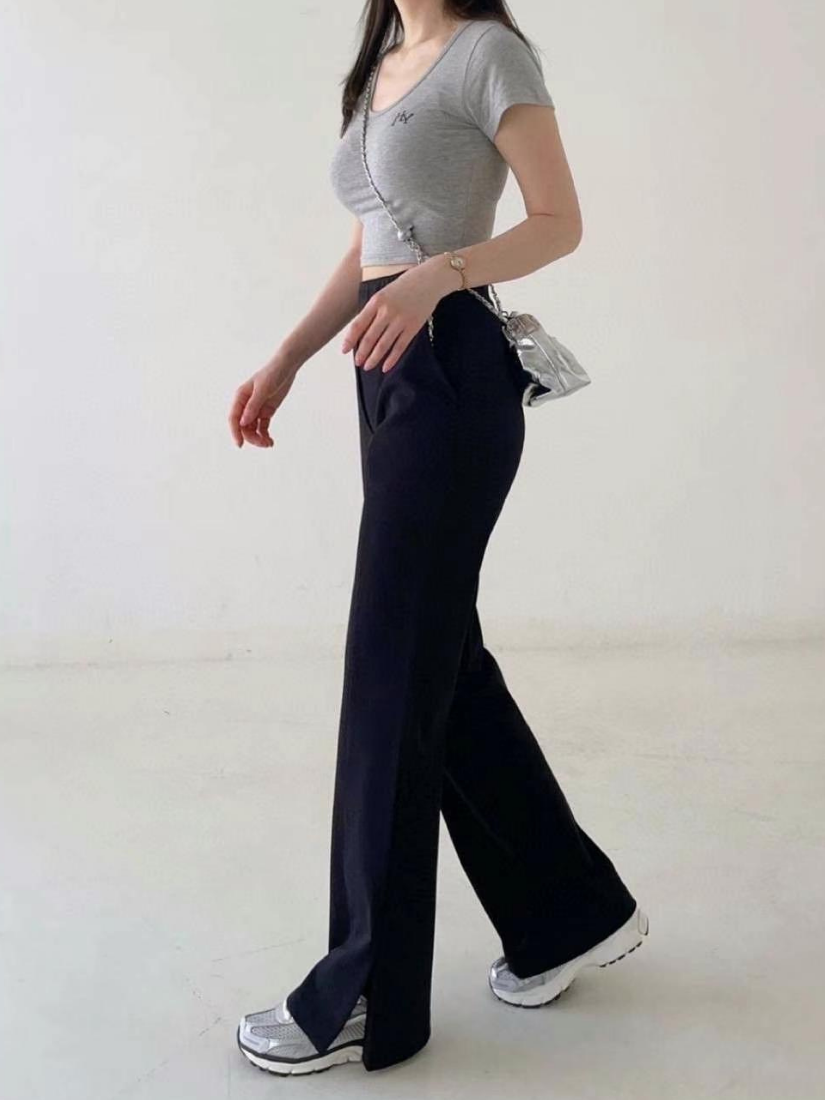 [現貨] Denise 高腰開衩喇叭褲 [ 2色 / S ]