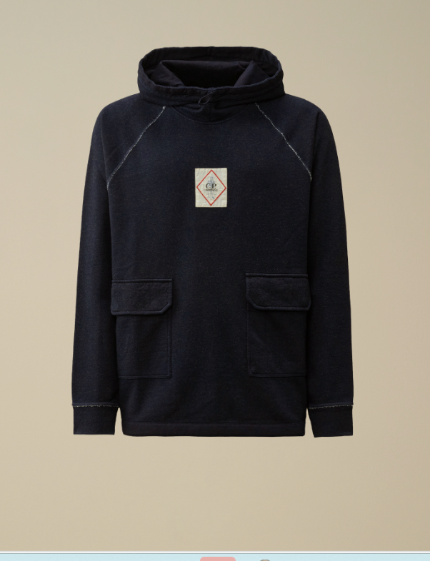 C.P. Company  Indigo Fleece Vanisé Logo Hooded Sweatshirt   JUN25